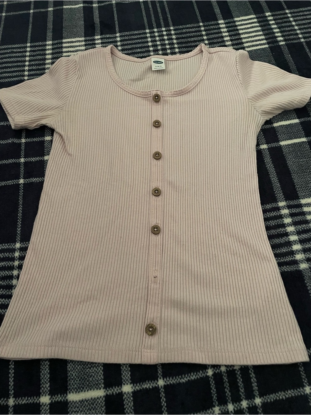 Old Navy Baby Pink Ribbed Button-Front Tee